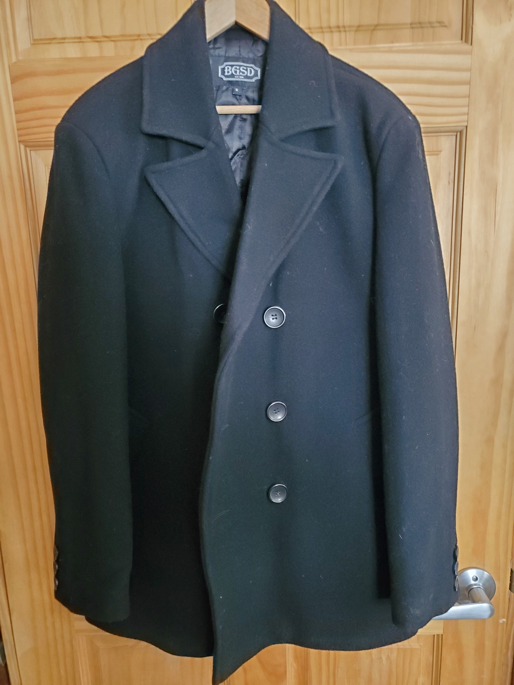 Men's Black Wool Blend Peacoat